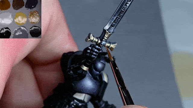 How to Paint a Bright Gold Sword Hilt NMM (non metallic metal) – Emperor’s Champion